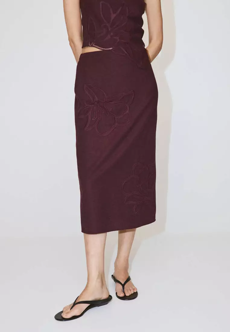 39% OFF Mango Skirt With Floral Embroidery