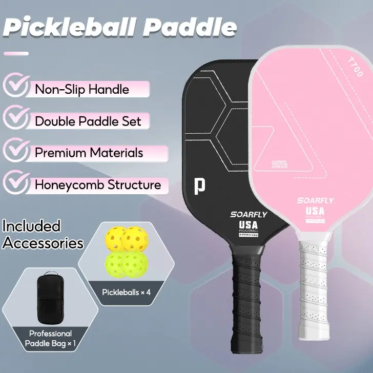 40% OFF【COD】SOARFLY T700 Pickleball Paddles Set of 2 | Professional Competition-Level Rackets, Includes 4 Balls & Storage Bag | Lightweight & Durable