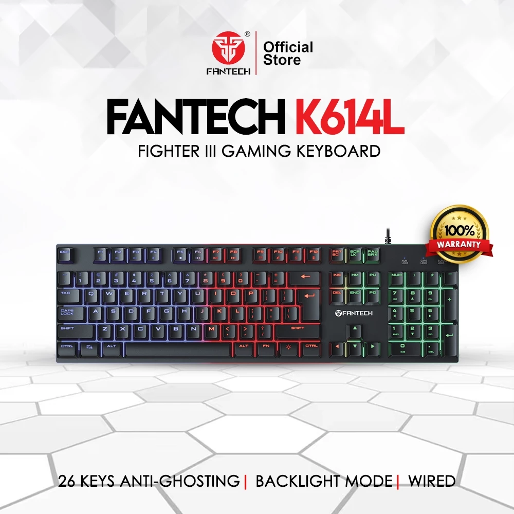 21% OFF Fantech K614L Fighter III RGB Membrane Gaming Keyboards 26 Keys & Anti-ghosting