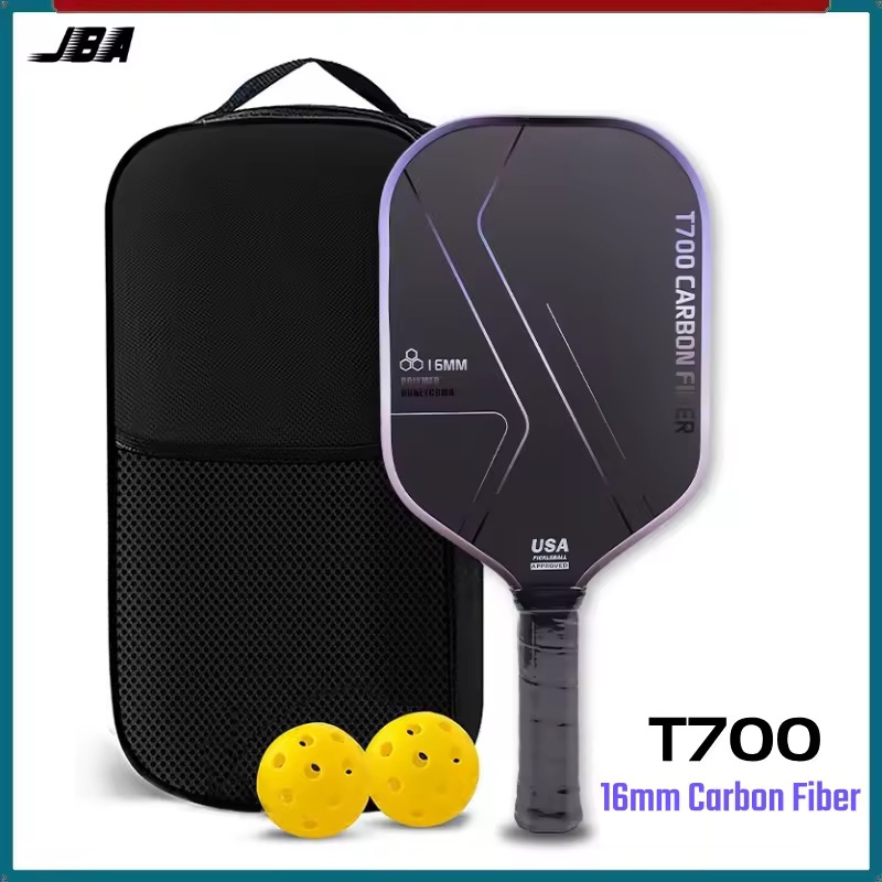 JBA T700 Carbon Fiber Pickleball Paddle 16mm Larger Sweet Spot Matte Fabric Texture Anti-Slip Durable Lightweight PP Honeycomb Core Better Control Breathable Grip Gradient Design