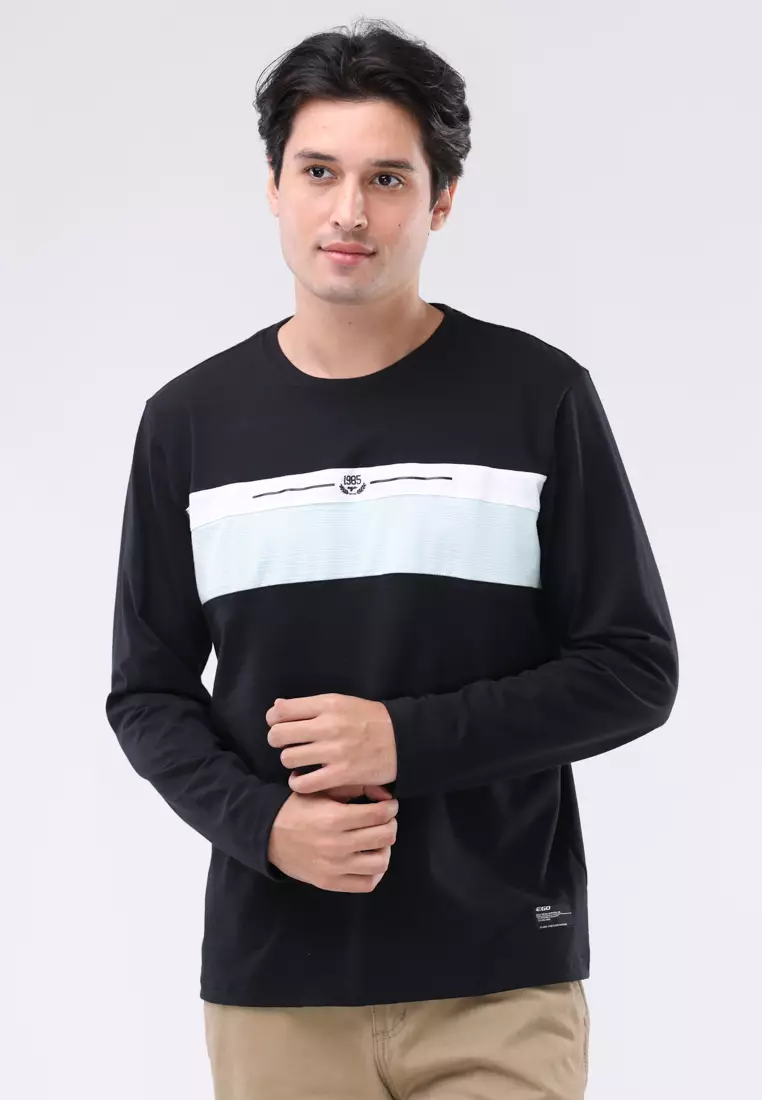 72% OFF Round Neck Streaky Long Sleeves