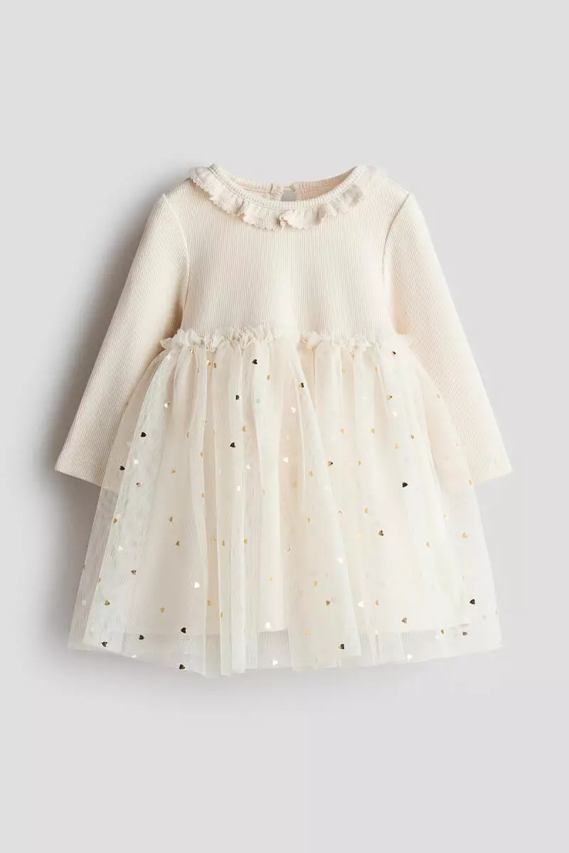 10% OFF Tulle-skirt cotton dress