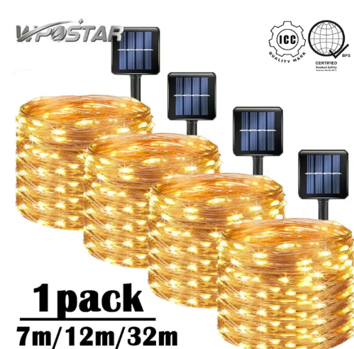 95% OFF Christmas Solar Fairy Light 7M/12M/22M/32M 8Modes Outdoor Solar String Lights LED Copper Wire Lights Xmas Lights Waterproof Garden Tree Decoration