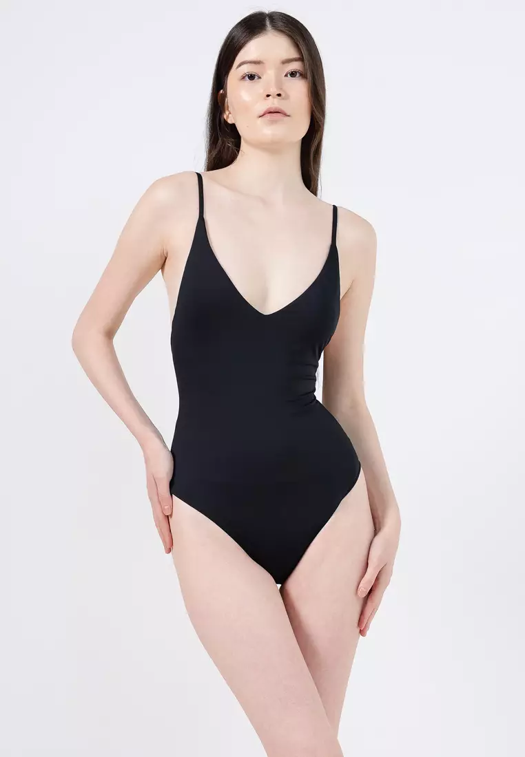 74% OFF Thin Strap V-Neck One Piece Cheeky Swimsuit