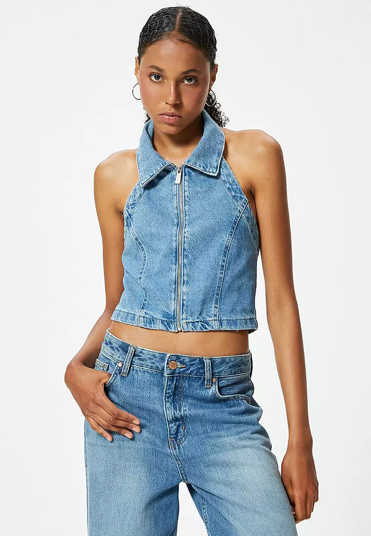 42% OFF KOTON Denim Crop Top