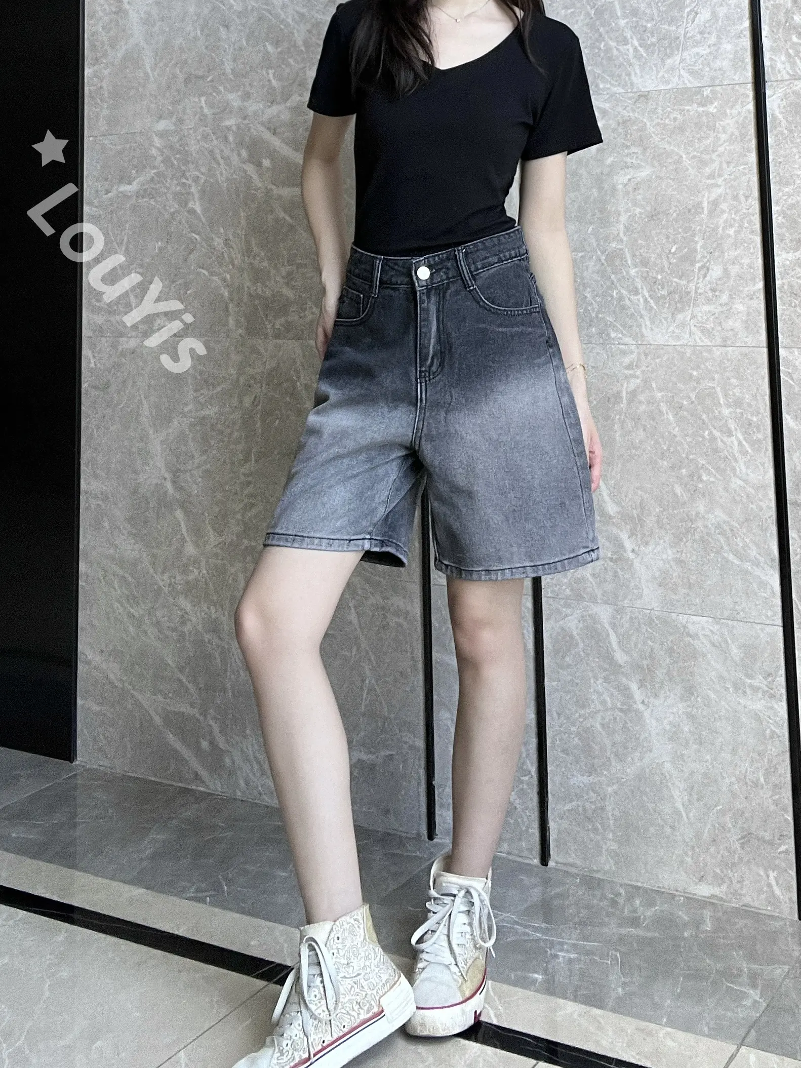 50% OFF Retro Gradient Color Jeans,New Korean Fashion Shorts, High-waist And Slimming Straight Pants