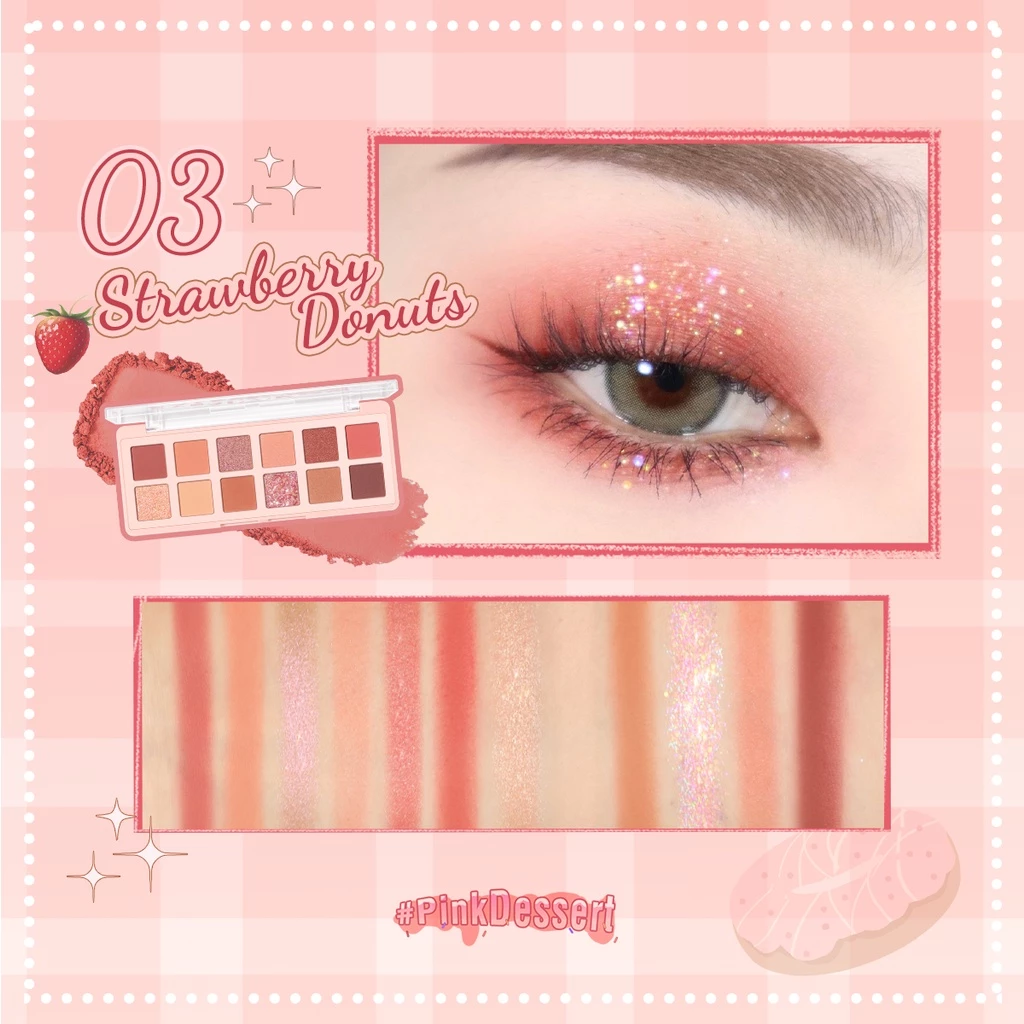 66% OFF PINKFLASH #PinkDessert Pink Dessert 12 shades eyeshadow palette High pigment Fine and smooth powder Beauty Cruelty-Free