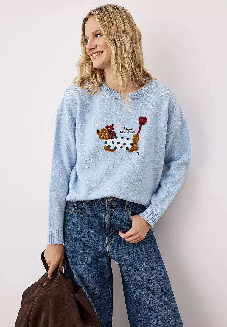 39% OFF Dog Embroidered Sweater