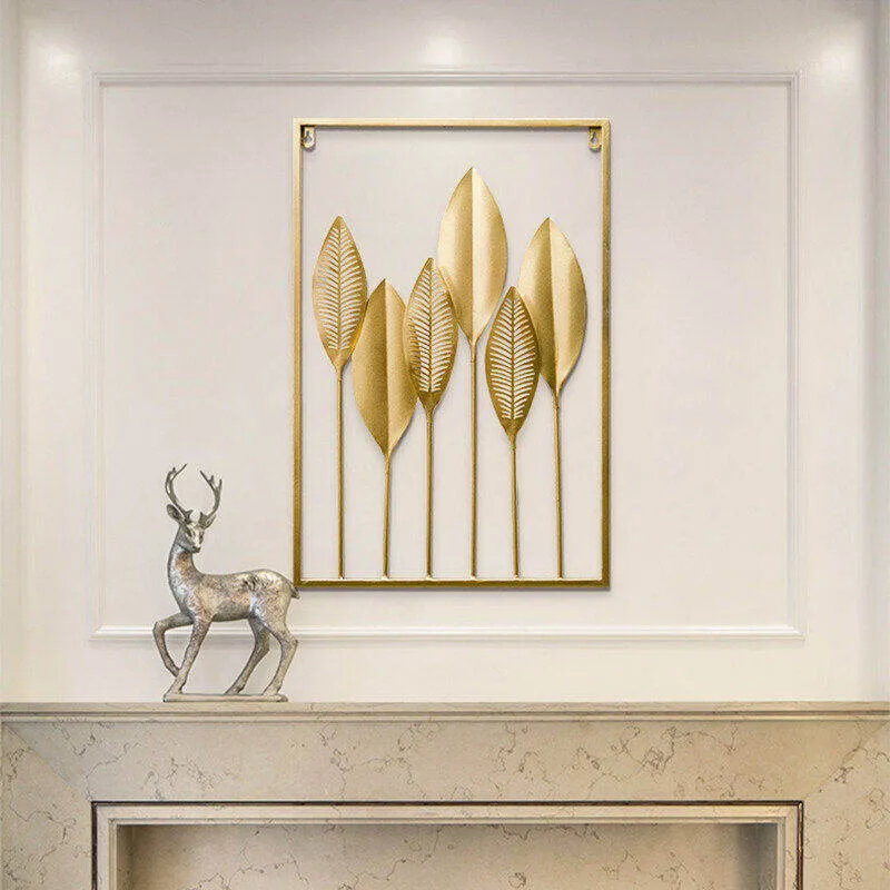 79% OFF Elegant Gold Leaf Geometric Wall Art for Living Room Bedroom Nordic Style Decor