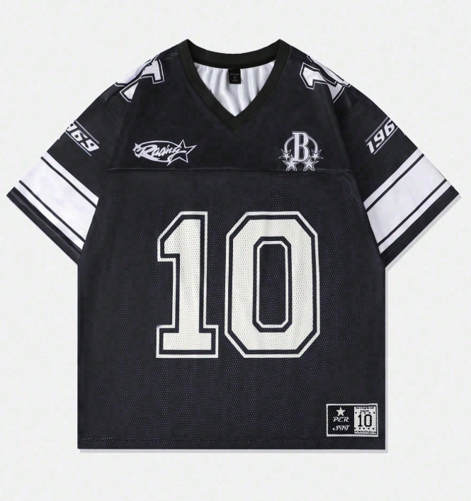 16% OFF ROMWE MEN Prep Spring/Summer Casual Graphic Men'S Sports Jersey Short Sleeve Football Jersey Style T-Shirt, Summer