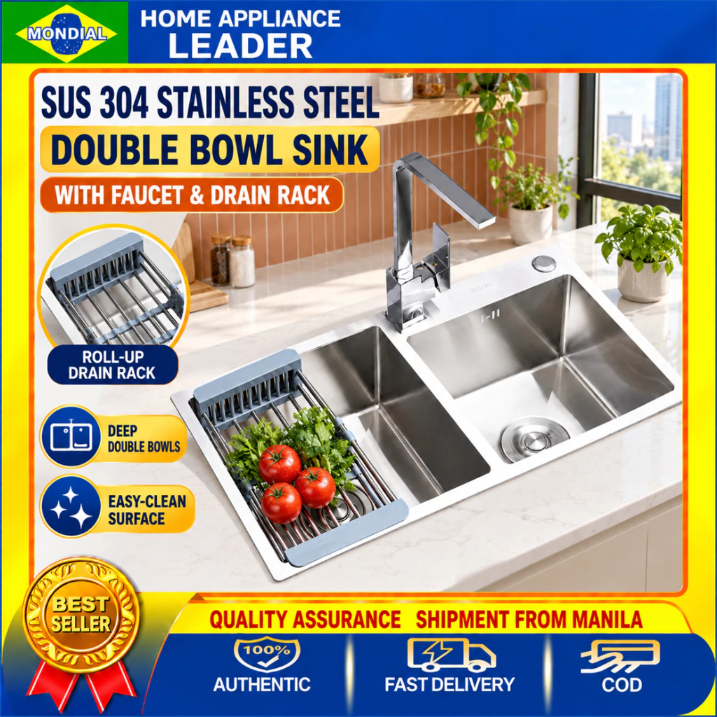 48% OFF MONDIAL 304 Stainless Steel Nano Kitchen Sink Single Double Bowl with Faucet Complete Set