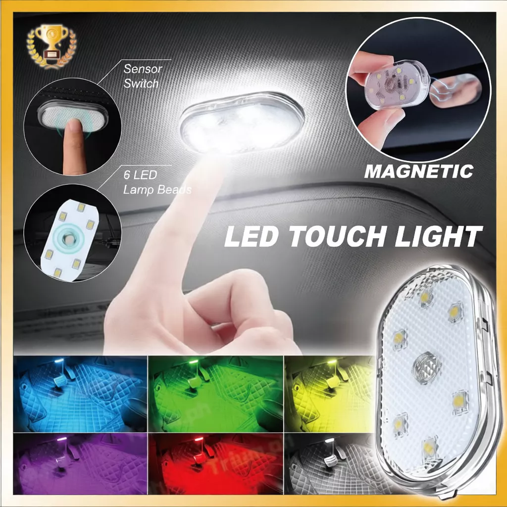 31% OFF Car LED Touch Light Ambient Light Auto Roof Ceiling Reading Lamp LED Car Styling Interior 6 LED Lamp