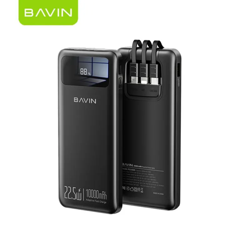 60% OFF BAVIN PC1072/PC1102 10000mAh /20000mAh 22.5W Fast Charging Powerbank w/ Micro,Type-C & iPh Cables