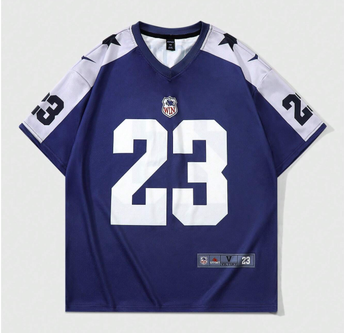 15% OFF ROMWE MEN Prep Summer Casual Graphic Men'S Colorblock Short Sleeve Football Jersey Style T-Shirt, Suitable For Daily Wear In Spring And Summer, School