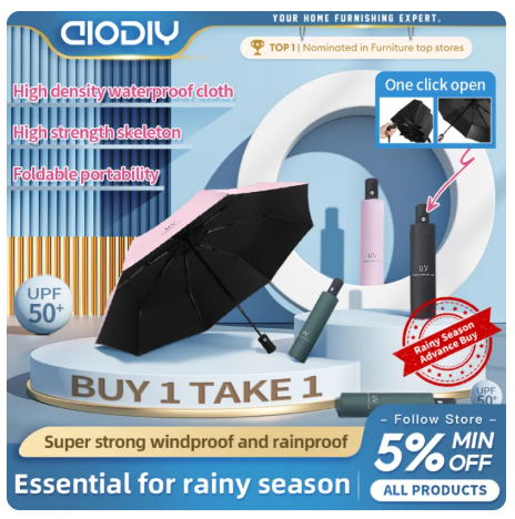 50% OFF 【Buy More Save More】AIODIY UV Protection Umbrella Automatic Umbrella for Men and Women Available Sun Protection Umbrella Multi color Optional Folding Umbrella Original Design folding automatic umbrella sale