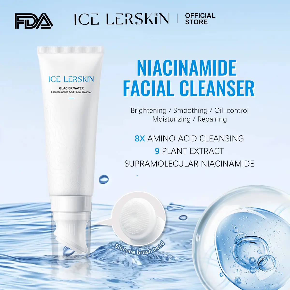 78% OFF【FDA Approved】ICE LERSKIN Whitening 9X Low PH Whitening Amino Acid Facia Cleanser 100g｜Lighten Pimple marks｜Low PH｜Replenishes Skin Barrier｜377 Essence+Nicotinamide｜Oil Control |  Facial Hydrating Skincare Comfort