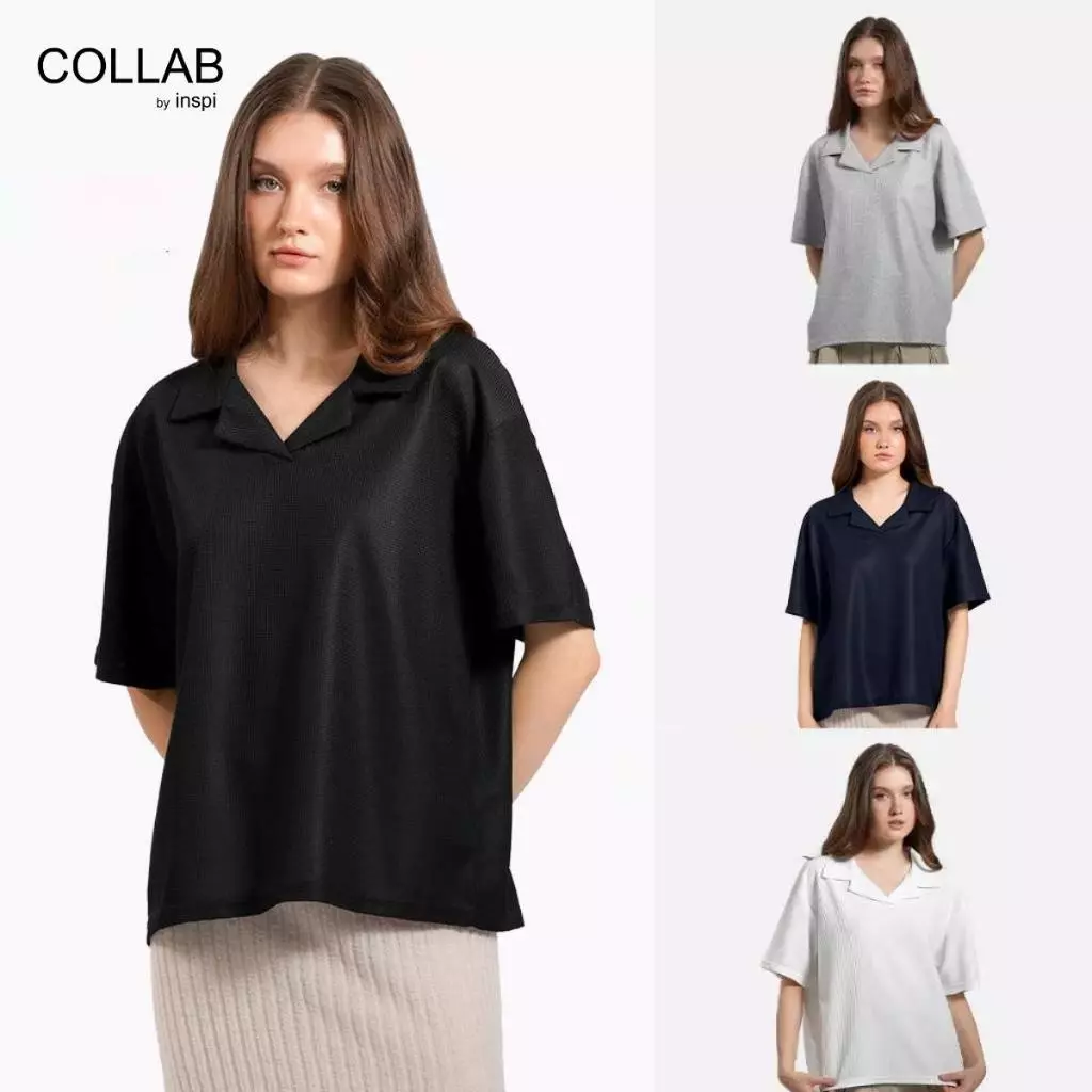 67% OFF COLLAB by Inspi Waffle Polo Shirt for Women and Men Breathable Buttonless Korean Style Collection
