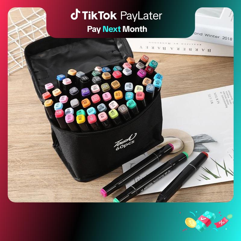 70% OFF Welrog Dual Tip Alcohol Marker Set 24/48/60/80 Colors Touch Five Permanent Marker 17G High Capacity 3mm 6mm Art Marker Pen School Office Drawing Supplies