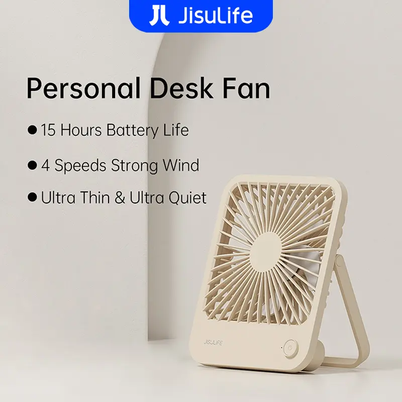 42% OFF JISULIFE Table Fan Life1 Personal Fan 4 Speeds Strong Wind Rechargeable Table Electric Fan Portable Mini Suitable For Office Dormitory Camping