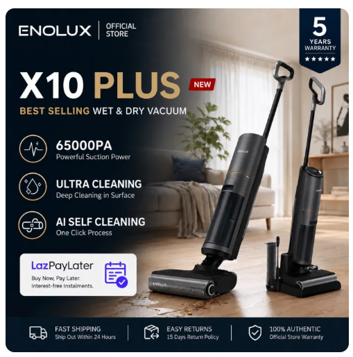62% OFF ENOLUX X10 Plus Smart Wet & Dry Cordless Vacuum Cleaner | 3-in-1 Floor Washer & Smart Mop | 99.9% Sterilization | Portable Home Cleaning Machine