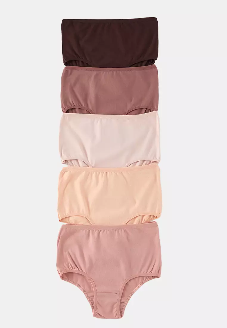 19% OFF Trendyol Brown-Multi Colourful 5 Pack Cotton High Waist Classic Knitted Panties THMSS25KU00030