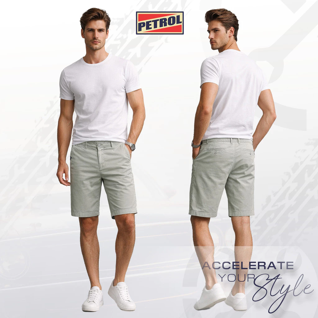 50% OFF Petrol Men's Basic Non-Denim Tapered Short Mid-Waist Fitting 206769 (Olive)