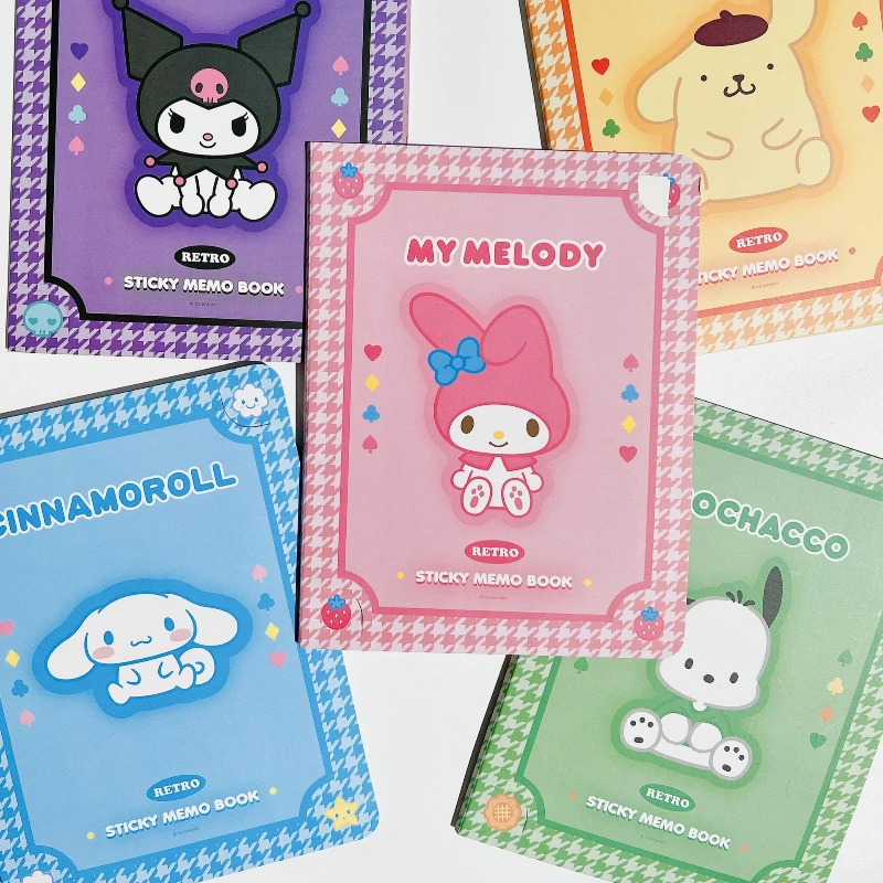 51% OFF Cute Sanrio Sticky Notes Memo Book Sticker Mymelody Kuromi Scrapbooking Student Notepad Stationery