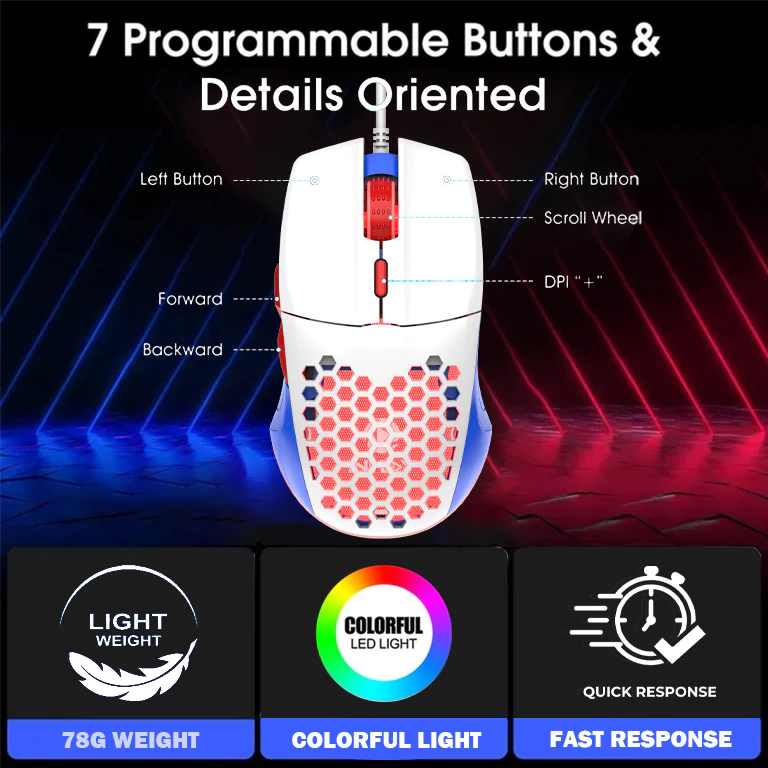 21% OFF Inplay M066 RGB Gaming Mouse Lightweight Hollow Luminous Mouse For PC / Computer / Laptop