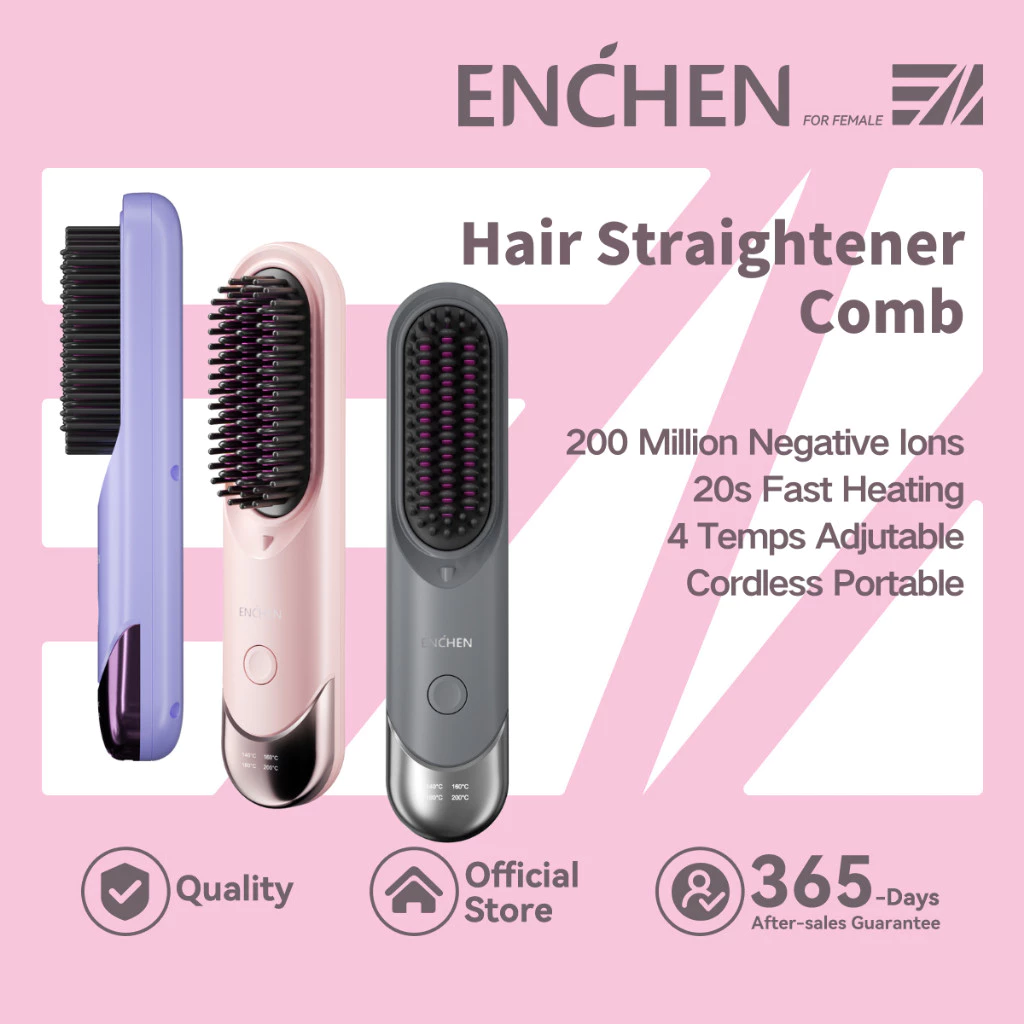 51% OFF ENCHEN Cordless Hair Straightener Comb H100 Ionic Hair Straightening Comb 4 Temps 20s Fast Heating