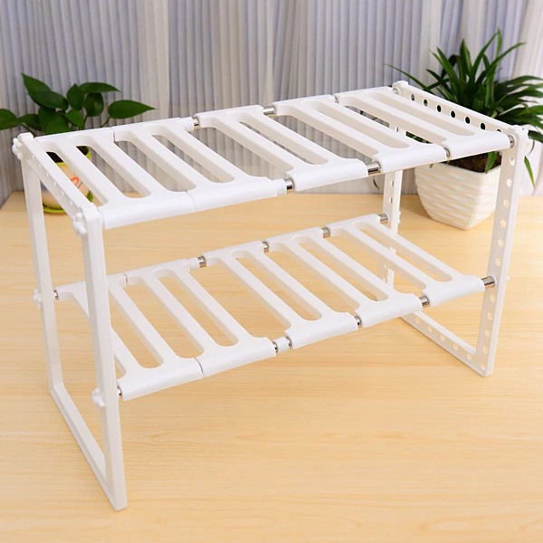 55% OFF 【FREE SHIPING】Adjustable Kitchen Home 2 tier ABS Shelf Rack Organizer Under the Sink Kitchen Rack