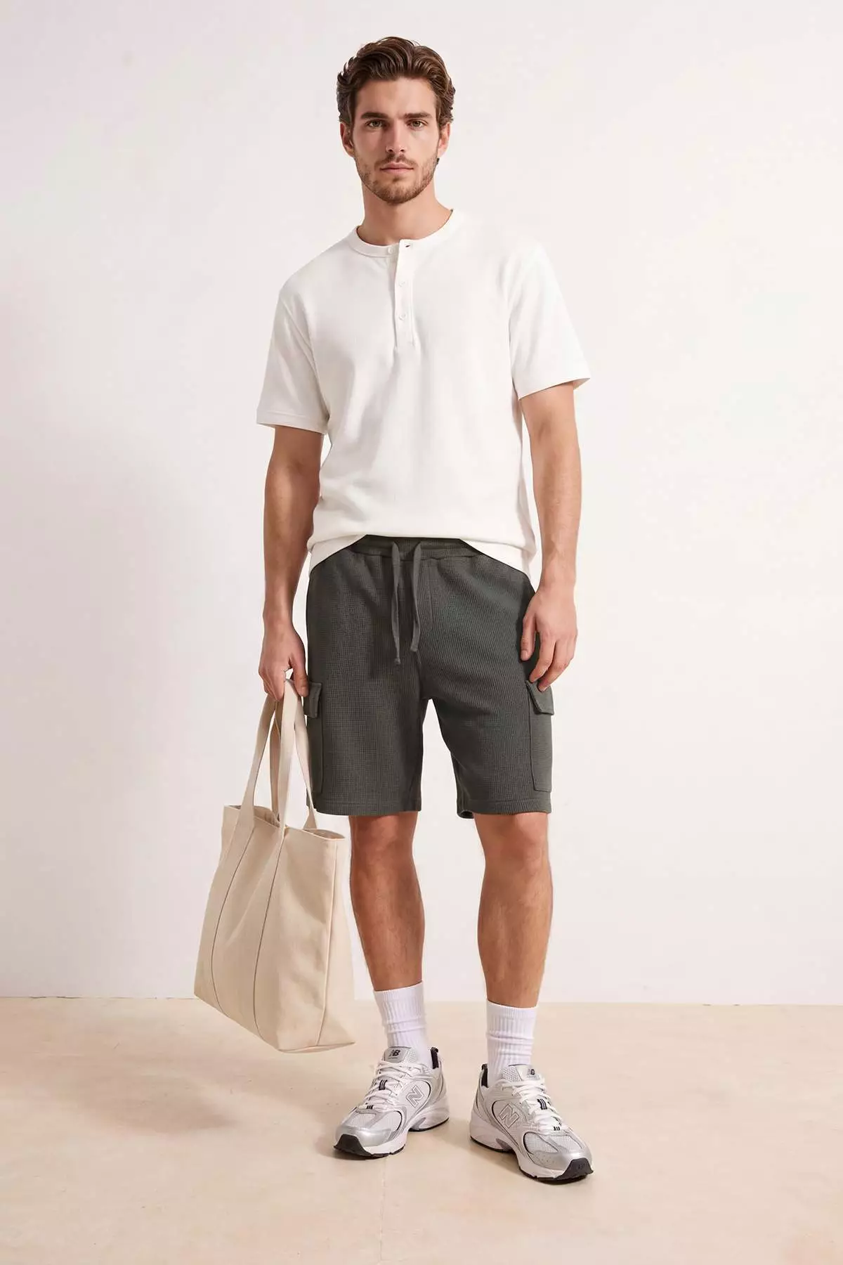 45% OFF Trendyol Khaki Regular Cargo Pocket Pack Textured Shorts & Bermuda Tmnss26Sr00021