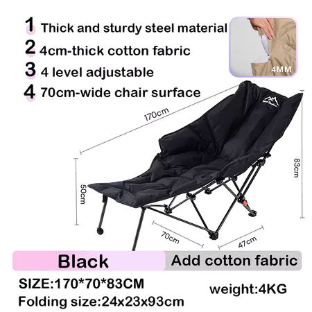 55% OFF Outdoor Folding Chair Add Cotton Recliner Portable Ultra-light Adjustable Backrest Camping