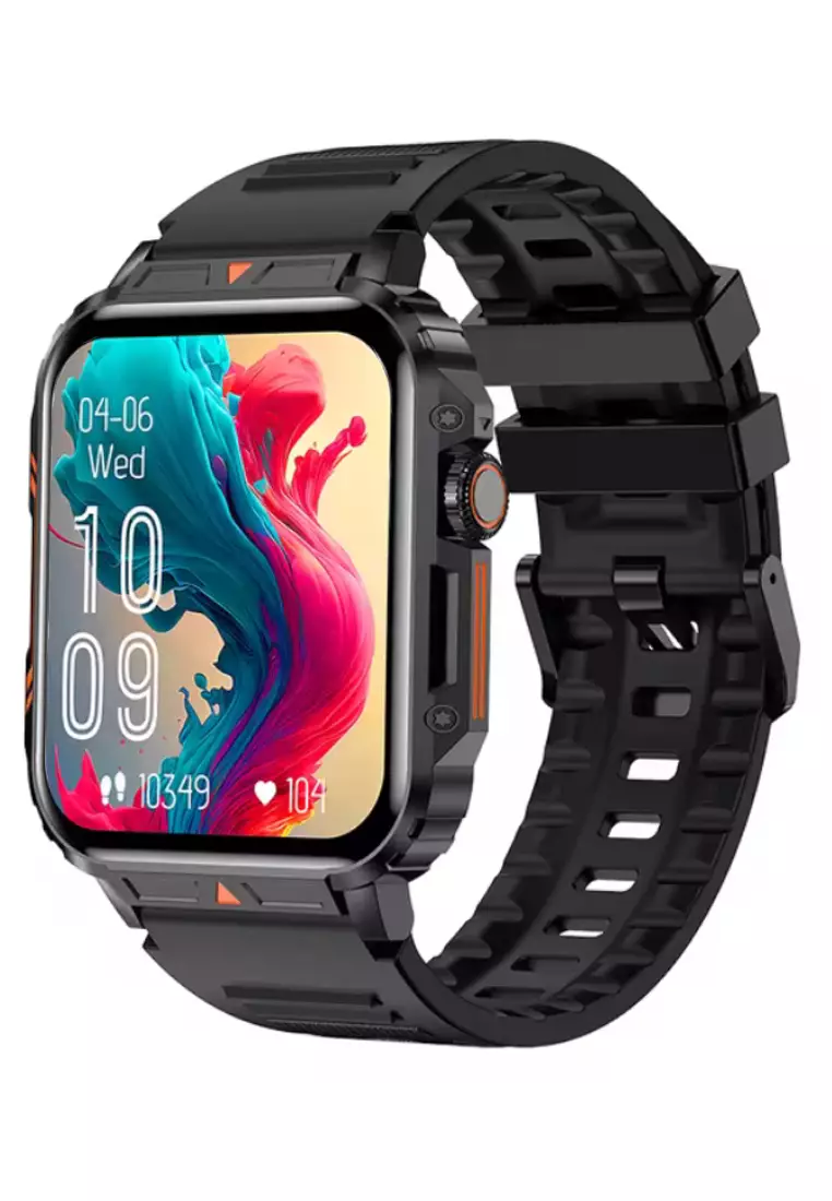 70% OFF EGLANTINE Unisex IOS/Android IP Black SmartWatch with Black Rubber Strap