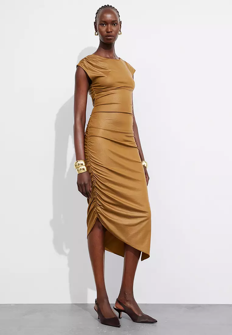 60% OFF Draped Midi Dress