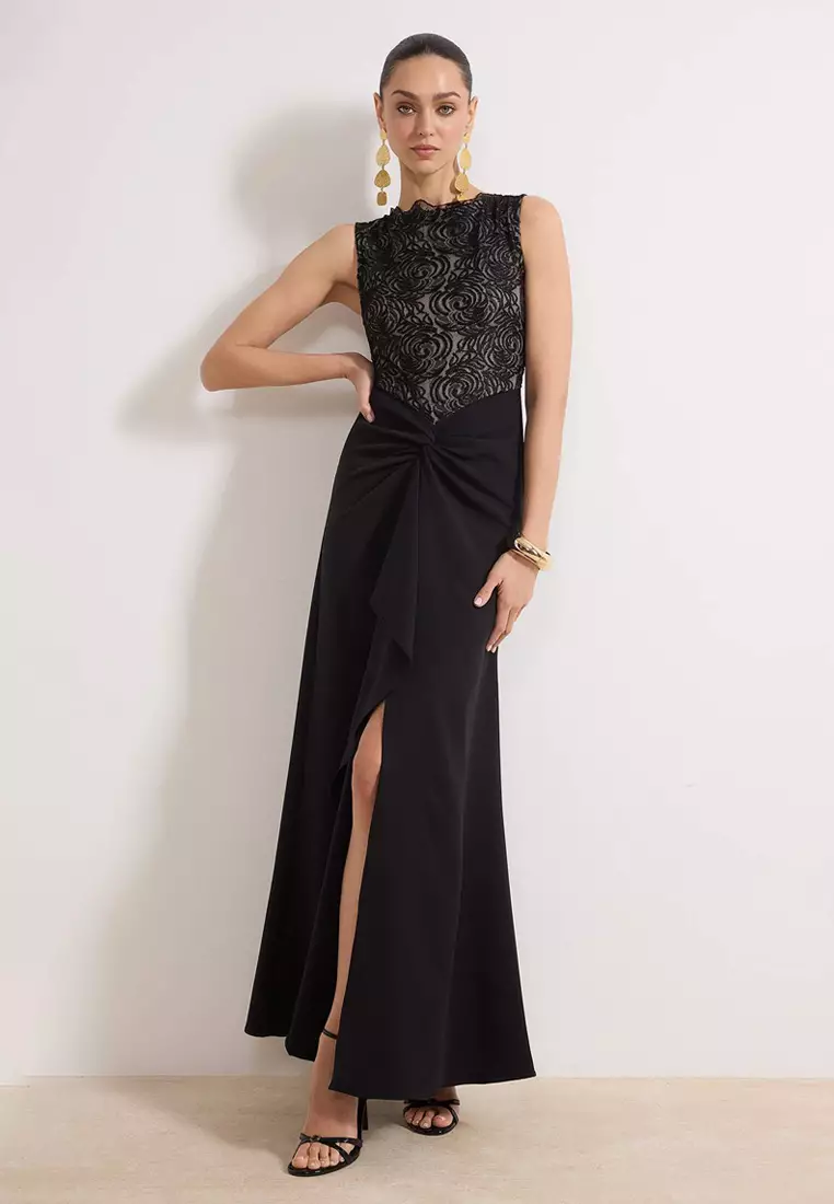 52% OFF Trendyol Lace Bodice Evening Dress