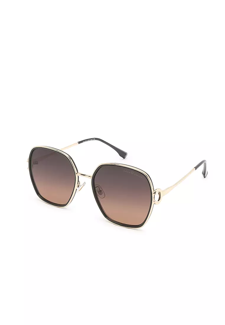 35% OFF Sara Smith Unisex Fashion Sunglasses - Glossy Black / Grey-Orange