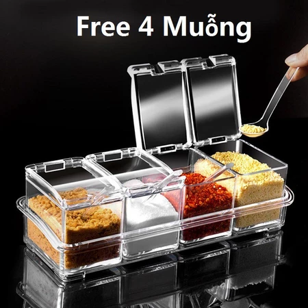 50% OFF 【Better Life】4 IN 1 Kitchen Acrylic Seasoning Box Seasoning Pot Set Salt Pure Container