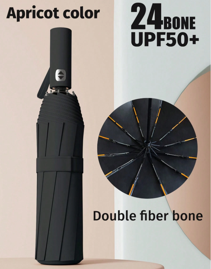 20% OFF 24 Ribs Extra Large Windproof Automatic Umbrella - , Portable, Waterproof Folding Business Umbrella, Suitable For Outdoor Activities And Daily Use - Customizable Umbrella Fabric, Rib Color, English Letter Pattern Design, Button Shape And Color