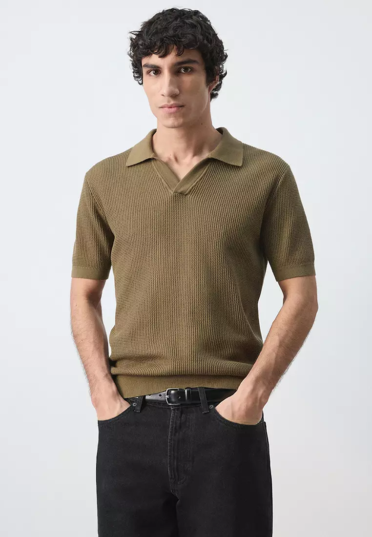 50% OFF 100% Cotton Knitted Structure Polo Shirt