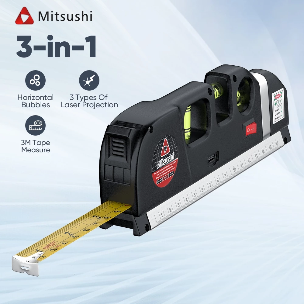 43% OFF Mitsushi Multipurpose Laser Level with Horizon & Vertical Measure Tape, Cross Line Infrared Ruler