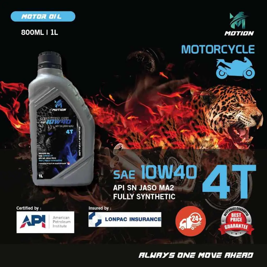 56% OFF MOTION 10W40 4T 1L Fully Synthetic Motorcycle Engine Oil API SN JASO MA2 Yamaha Honda Kawasaki Suzuki