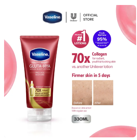 16% OFF Vaseline Gluta‑Hya Pro-Age Restore Serum Burst Lotion 330ml - Boosts Skin Elasticity