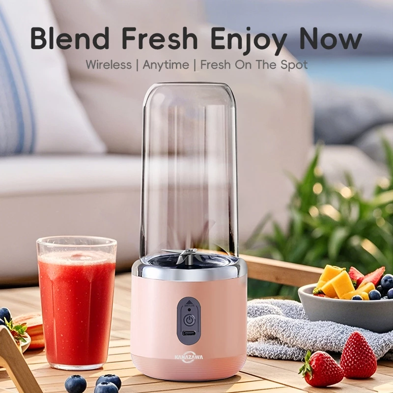 45% OFF KANAZAWA Portable Juicer Blender Rechargeable 400ML Electric Mini Fruit Blender Blue/Pink