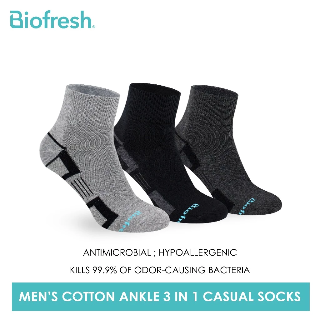 Biofresh Men’s Sweat Absorbent Ankle Lite Thin Casual Socks 3 pairs in a pack RMCKG14