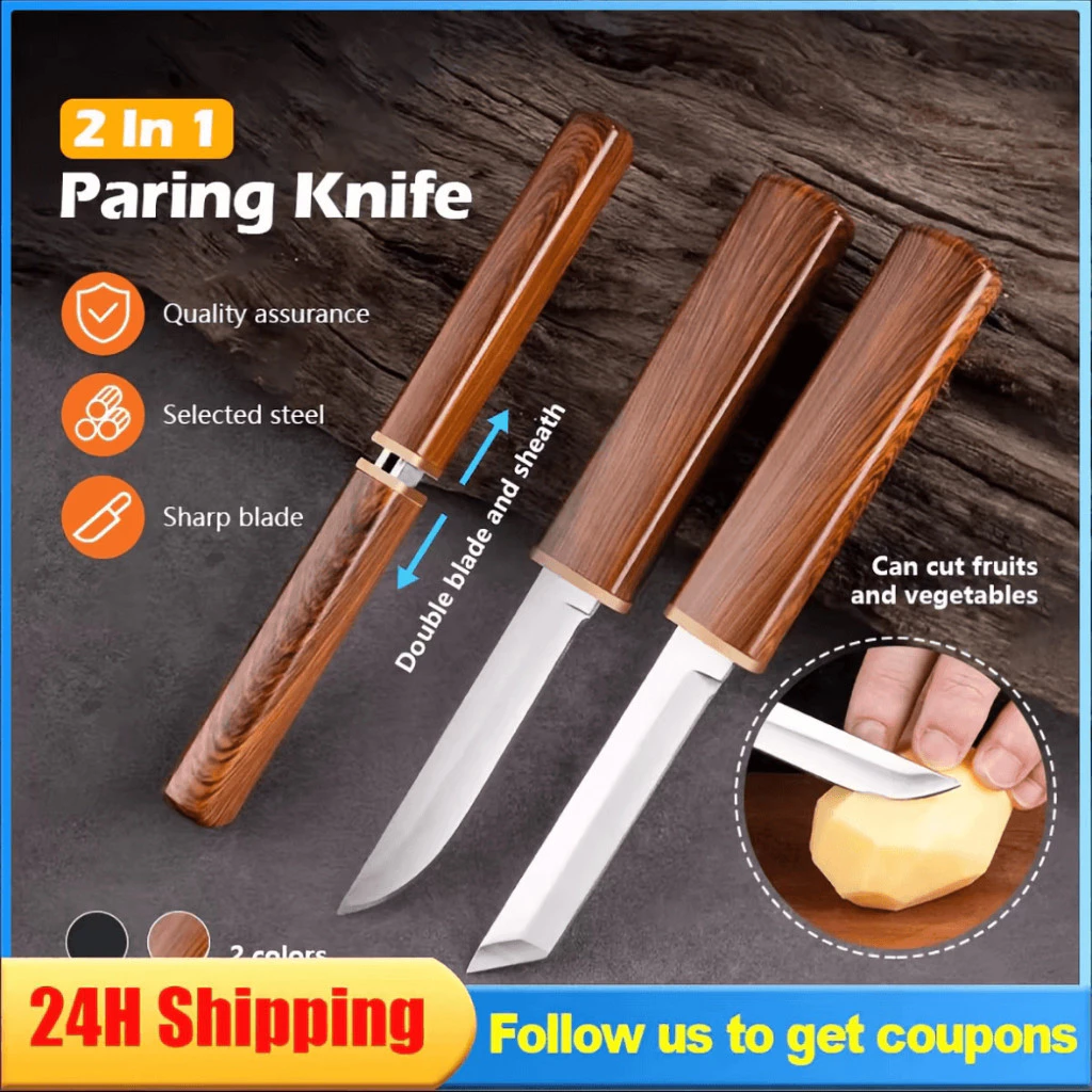 18% OFF 3Pairs Double Stainless Steel Knife 2-in-1 Japanese Fruit Vegetable Paring Knife Kitchen
