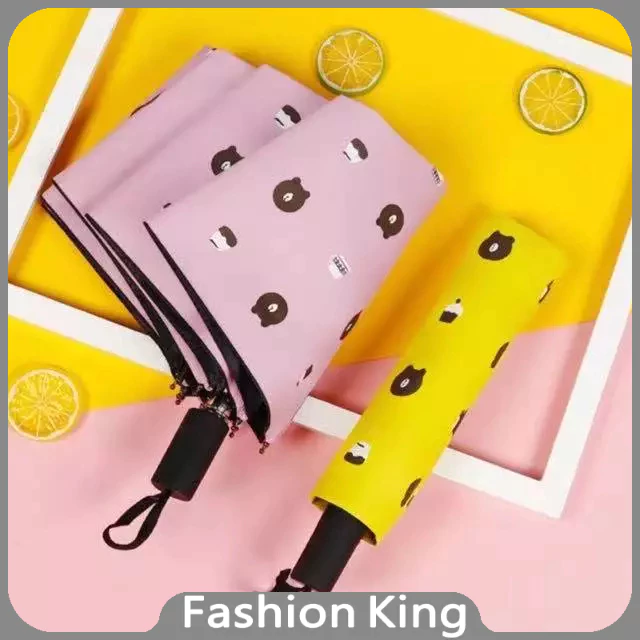 40% OFF Fashion King #Bear Cute Cartoon Manual Umbrella UV Sunscreen Protection Umbrella