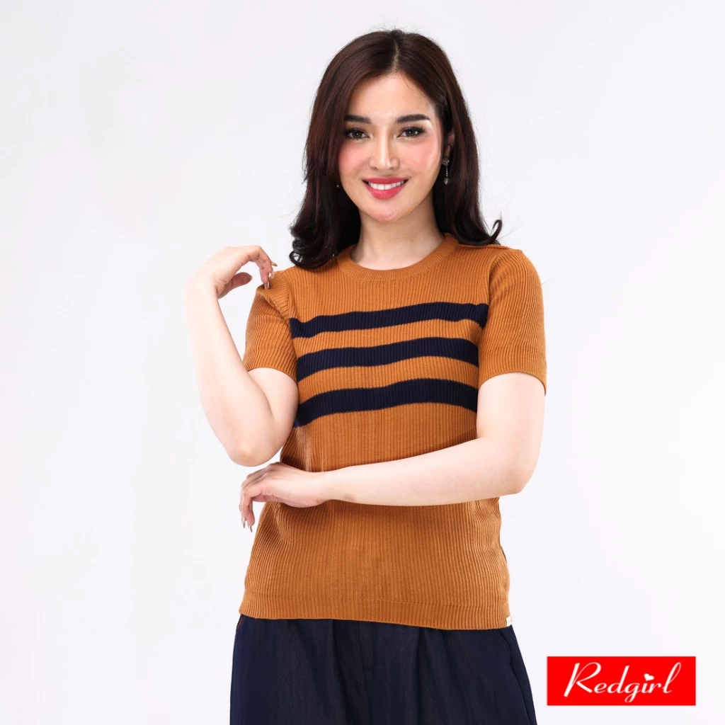 58% OFF Redgirl Knitted Short Sleeves Top RGT14-0134 [Blouse for women]
