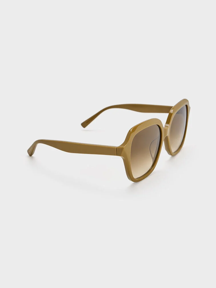 30% OFF Wide-Square Sunglasses - Khaki