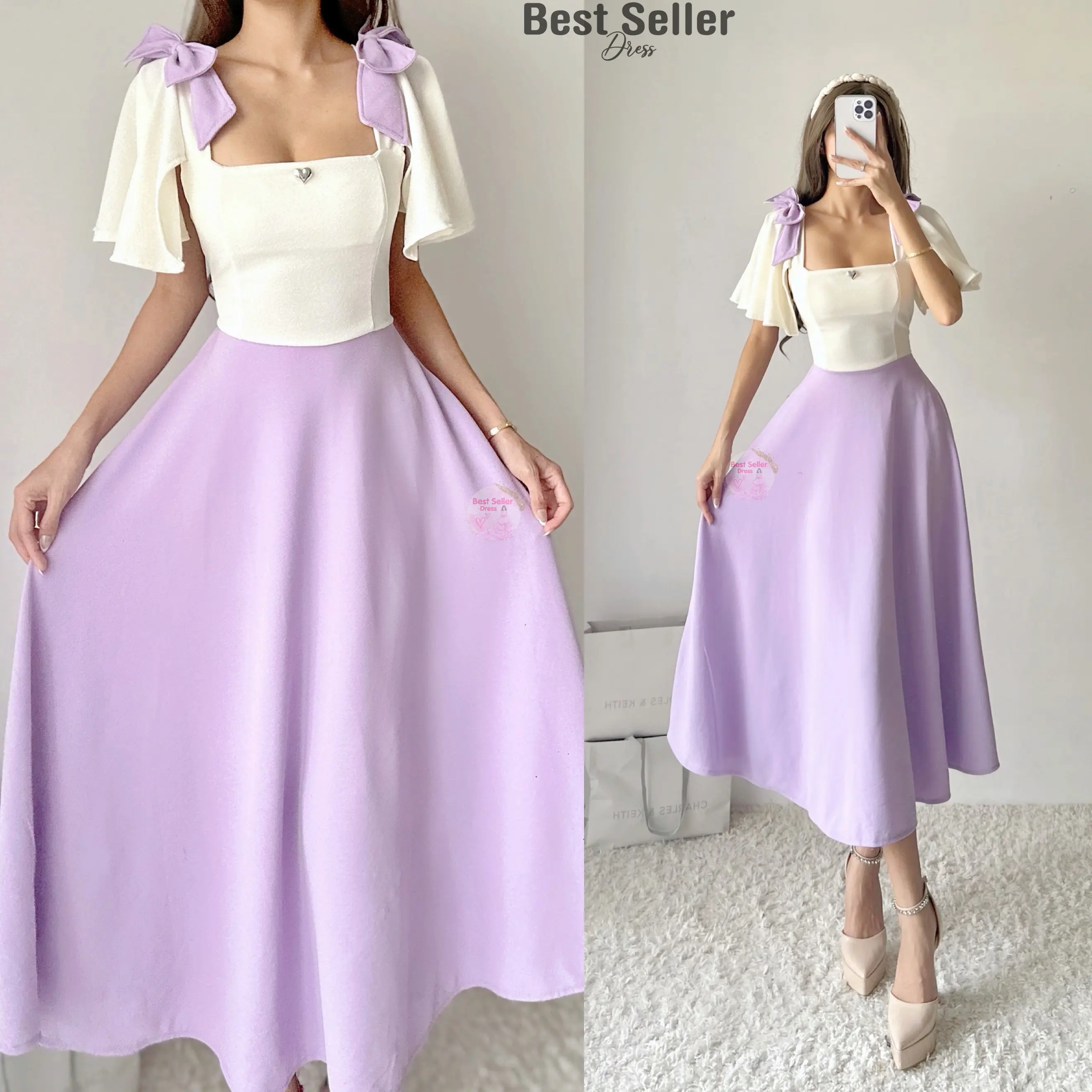 15% OFF BSD Best Seller Carmella (XS-XXL) Corset Maxi Dress with One Side Pocket & Self-Tie Belt Heart Button Womenswear Casual