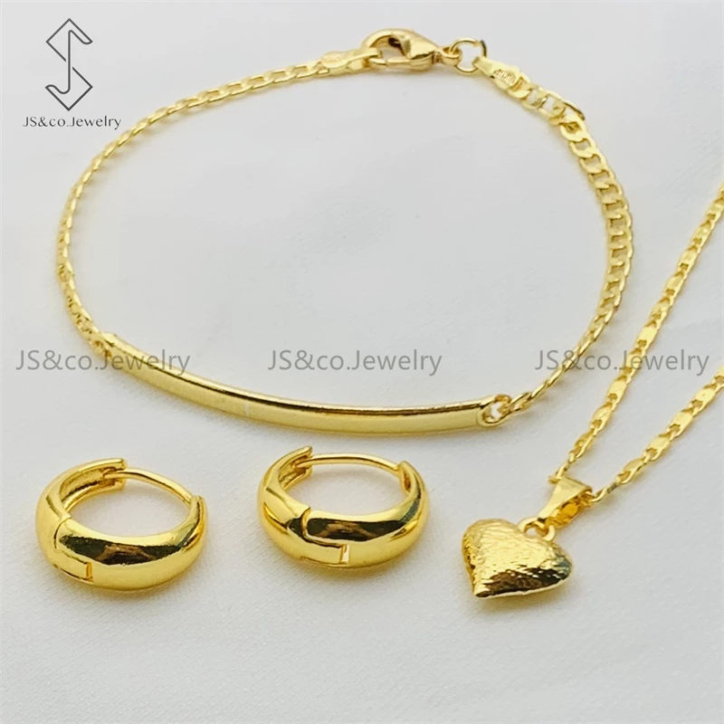 66% OFF Jewelry 18K Bangkok Gold 3in1 Pendant Necklace Bracelet Hoop Earrings set for women 2791s